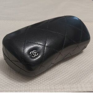 CHANEL Black Quilted Leather Eyewear Case